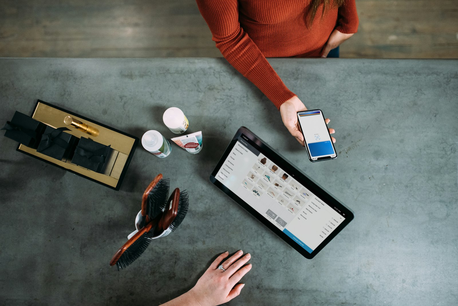 Point of sale payment setup at a small business