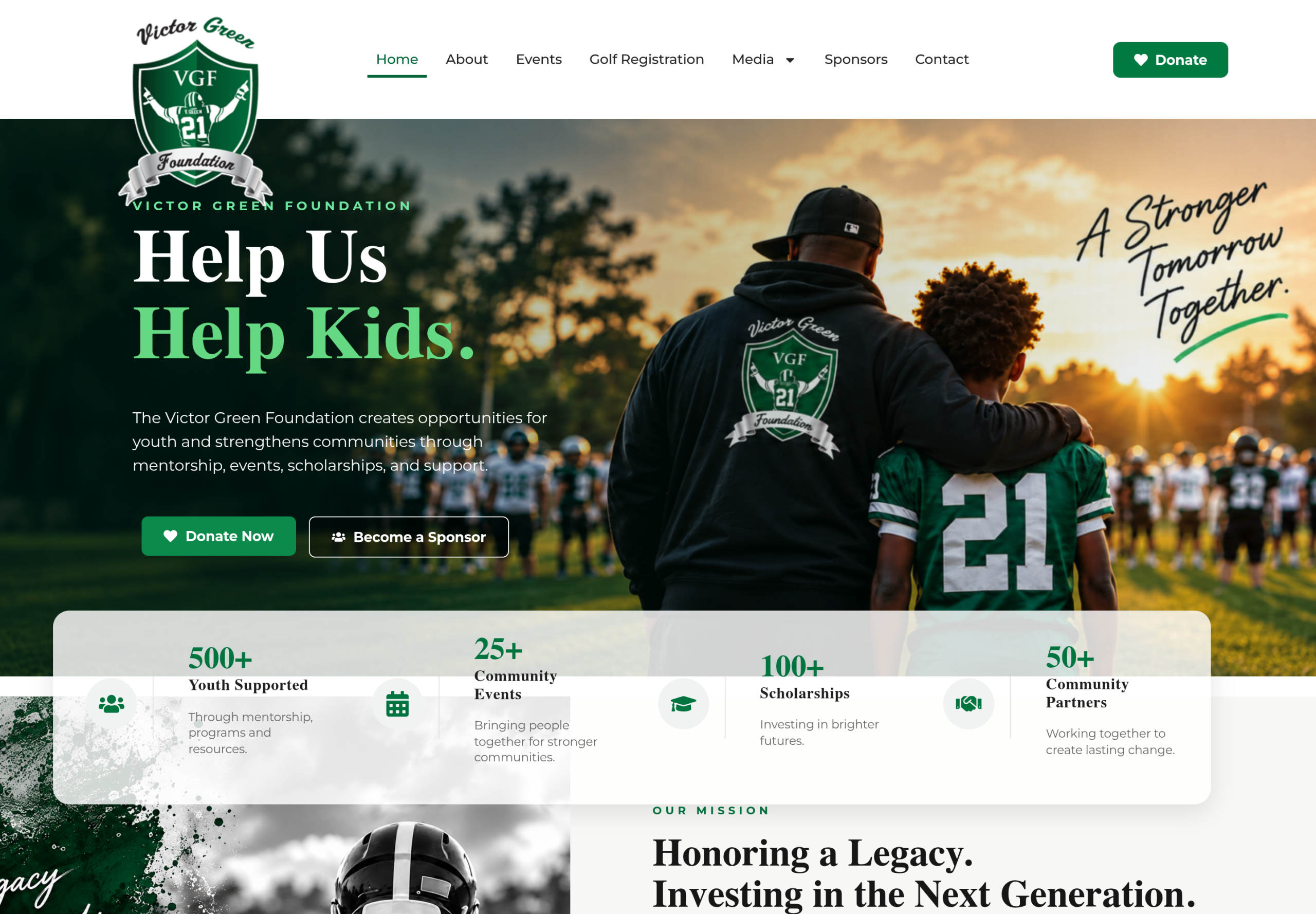 Victor Green Foundation website homepage screenshot