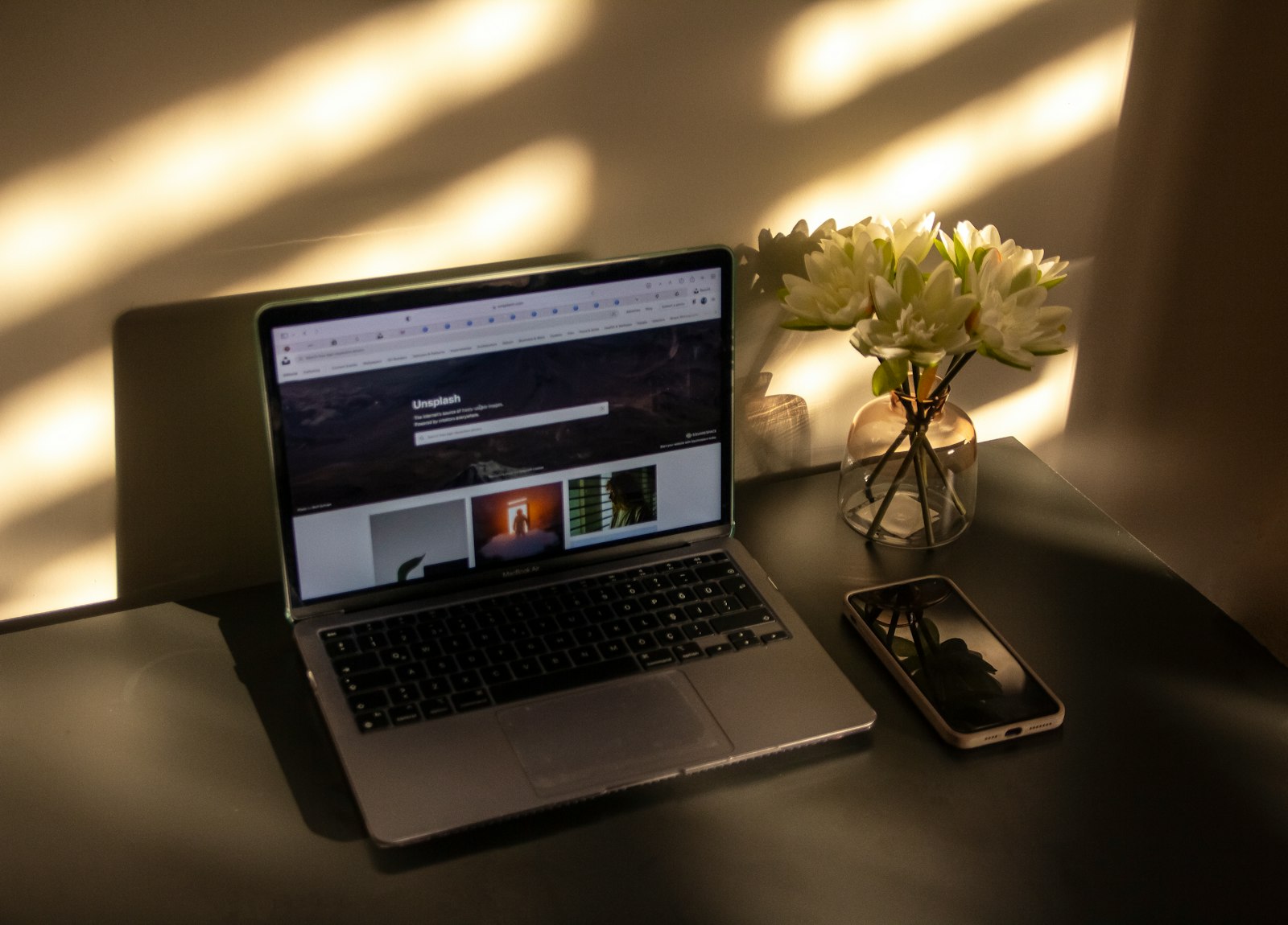 Laptop and smartphone in a modern digital workspace